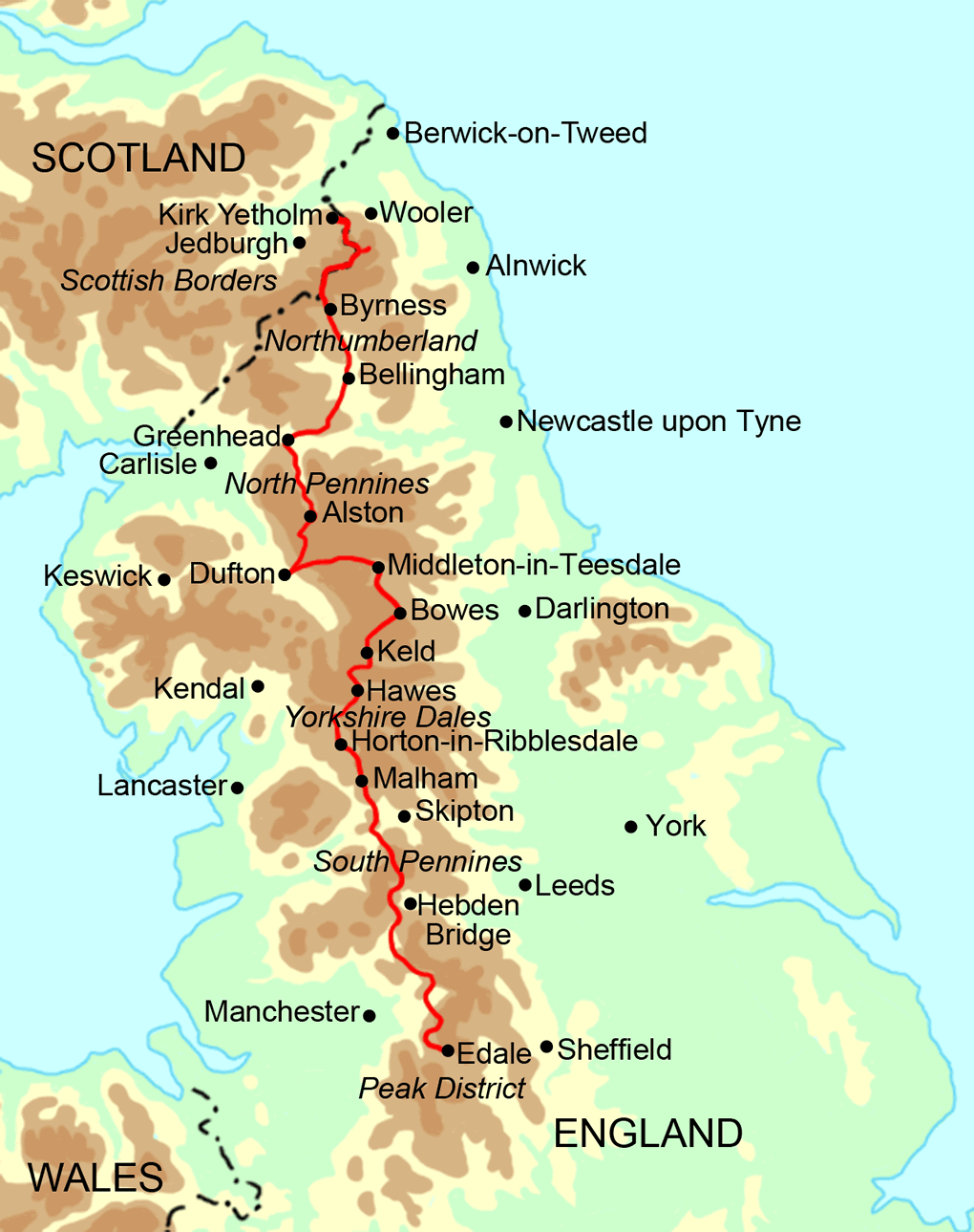 Pennine Way Run map